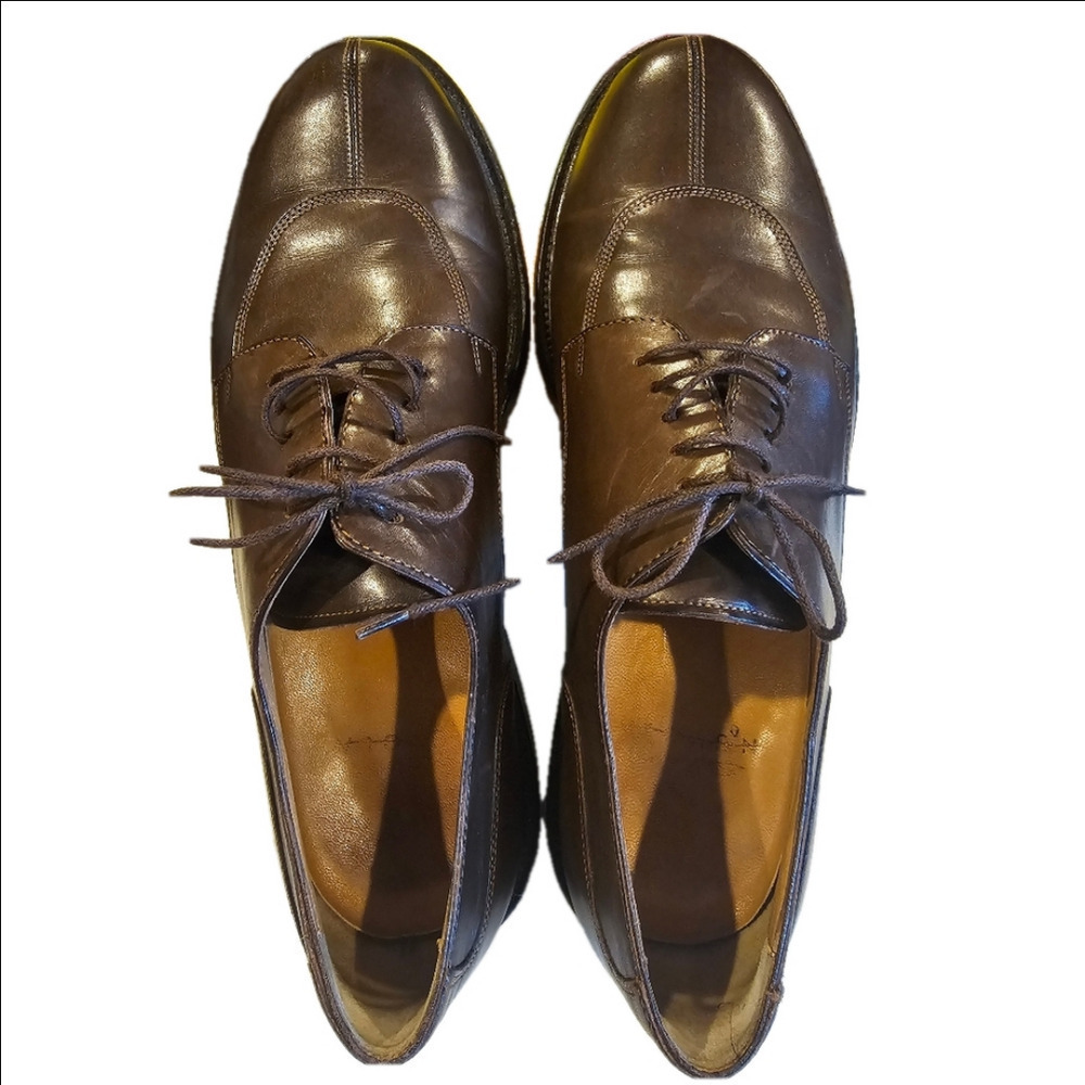 Santoni Nuvola Vintage Leather Derby Laceup Shoes Size 9.5